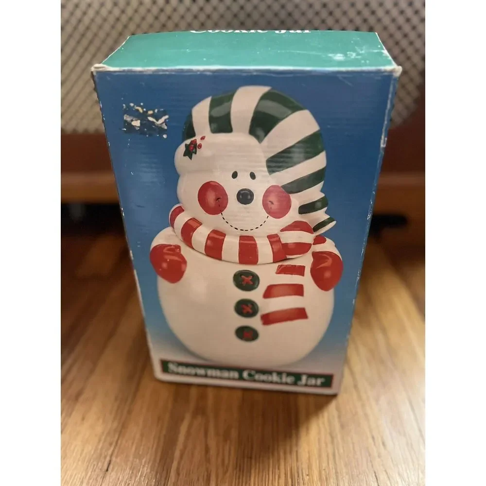 Snowman Holiday Christmas Winter Cookie Jar Vtg Ceramic‎ 11